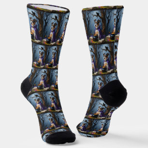 Australian Terrier Whimsical Halloween Painting Socken