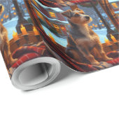 Australian Terrier With Christmas Lights Holiday Geschenkpapier (Rolleneckpunkt)