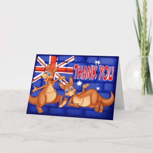 Australian Themed Kangaroos Dankeskarte (Vorderseite)