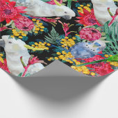 Australian Tropical Parrots Black Geschenkpapier (Ecke)