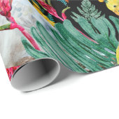 Australian Tropical Parrots Black Geschenkpapier (Rolleneckpunkt)