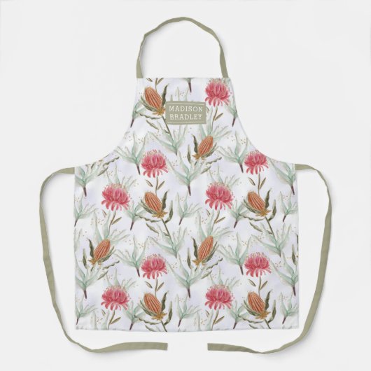Australian Watercolor Wild Blume Personalisiert Schürze (Vorderseite)