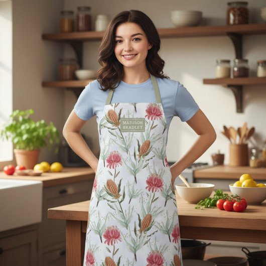 Australian Watercolor Wild Blume Personalisiert Schürze