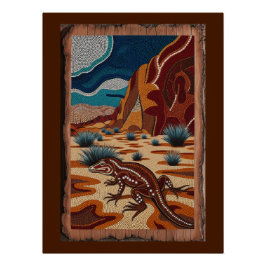 Australian Wild Lizard Wildlife Scene Poster