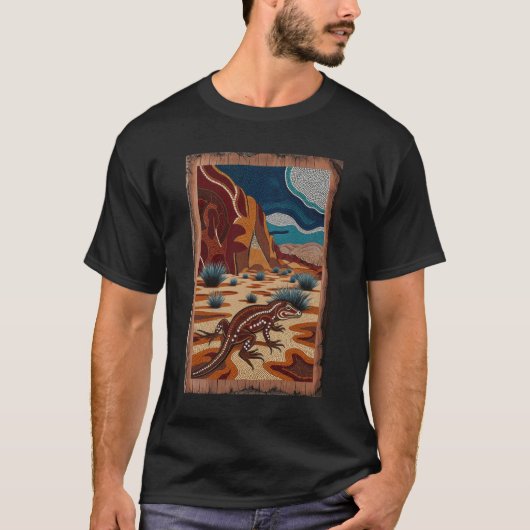Australian Wild Lizard Wildlife Scene T-Shirt (Vorderseite)