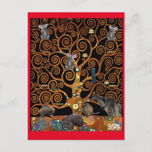Australian Wildlife in Tree of Life, Klimt parody, Postkarte (Vorderseite)
