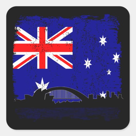 Australiana Quadratischer Aufkleber (Vorderseite)