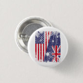 AUSTRALIANISCHE ROOTS Halbe amerikanische Flagge A Button (Vorne & Hinten)