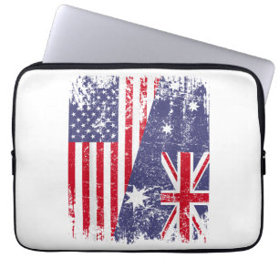 AUSTRALIANISCHE ROOTS Halbe amerikanische Flagge A Laptopschutzhülle