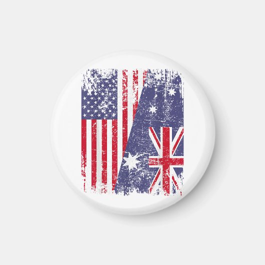 AUSTRALIANISCHE ROOTS Halbe amerikanische Flagge A Magnet (Vorne)