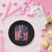AUSTRALIANISCHE ROOTS Halbe amerikanische Flagge A Pappteller (Party)