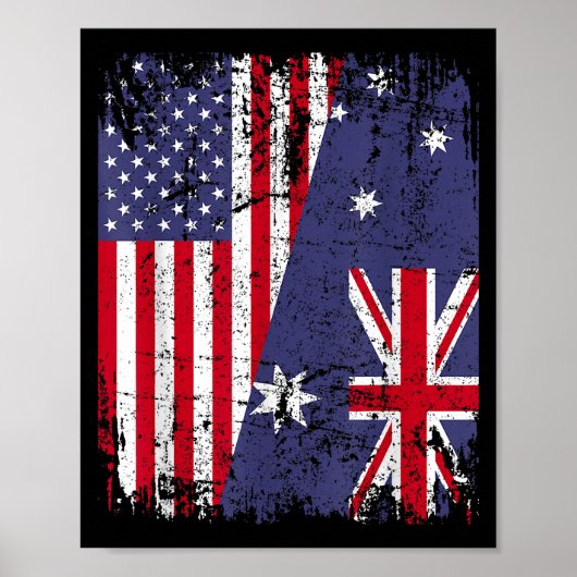 AUSTRALIANISCHE ROOTS Halbe amerikanische Flagge A Poster (Vorne)