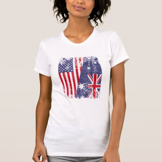 AUSTRALIANISCHE ROOTS Halbe amerikanische Flagge A T-Shirt (Vorderseite)