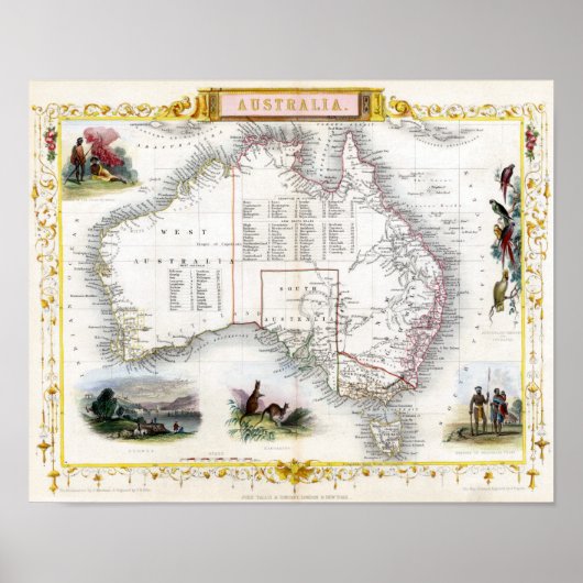 Australien 1851 Karte Poster (Vorne)