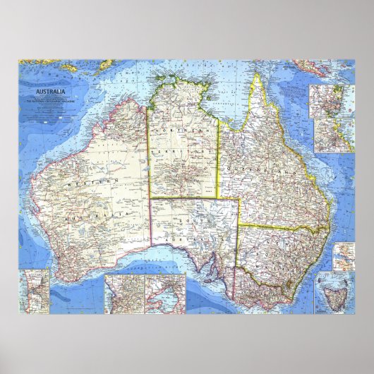 " Australien: 1963/heute - Detaillierte Karte ... Poster (Vorne)