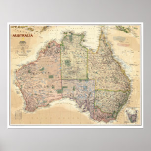 " Australien: 2009/heute - Retro Style Landkarte  Poster