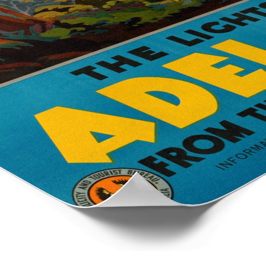 Australien Adelaide Restured Vintage Travel Poster (Ecke)