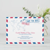 Australien Air Mail Wedding Save the Date (Stehend Vorderseite)