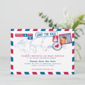 Australien Air Mail Wedding Save the Date (Stehend Vorderseite)
