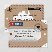 Australien Airmail Gepäckmarke Rett Datum mit Kart Save The Date (Vorne/Hinten)