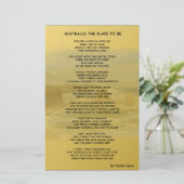 Australien als Ort zum Papierblatt (Stehend Vorderseite)