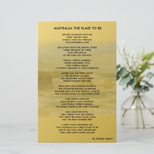 Australien als Ort zum Papierblatt (Stehend Vorderseite)