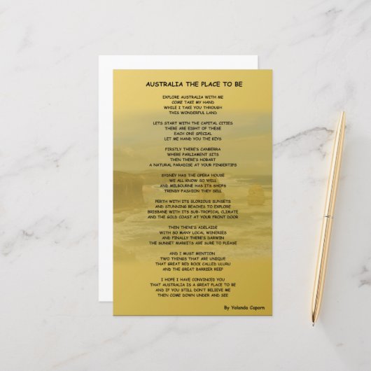 Australien als Ort zum Papierblatt (Vorderseite/Rückseite Beispiel)