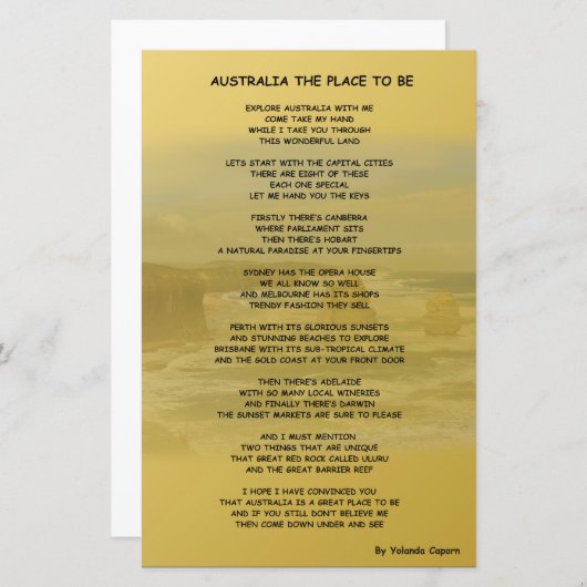 Australien als Ort zum Papierblatt (Vorne/Hinten)