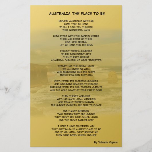 Australien als Ort zum Papierblatt (Vorderseite)