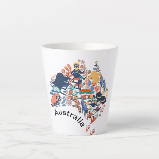 Australien Animal Map Latte Tasse (Vorderseite)
