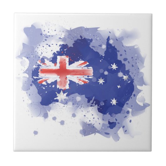 Australien-Aquarell-Karte Fliese (Vorderseite)