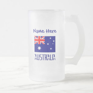 Australien Australische Flagge Blau Personalisiert Mattglas Bierglas
