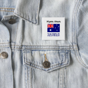Australien Australische Flagge Schwarz Personalisi Button