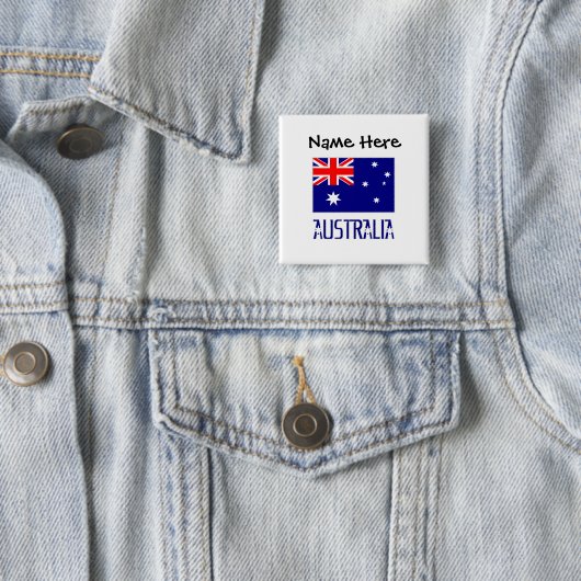 Australien Australische Flagge Schwarze Personalis Button (Beispiel)