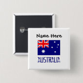 Australien Australische Flagge Schwarze Personalis Button (Vorne & Hinten)