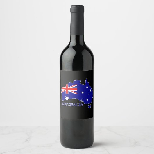 Australien - Australische Flagge Weinetikett (Vorderseite)