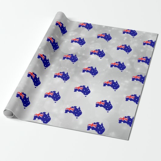 Australien - Australisches Flag Map Wrapping Paper Geschenkpapier (Ungerollt)