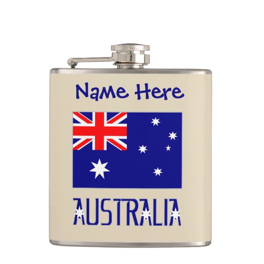 Australien - Australisches Flaggenblau Personalisi Flachmann (Vorderseite)