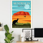 Australien, Ayers Rock, Vintage Reiseplakat Poster (Heimbüro)
