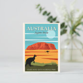 Australien, Ayers Rock, Vintage Reiseplakat Postkarte (Stehend Vorderseite)