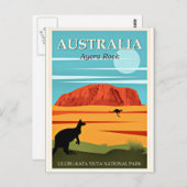 Australien, Ayers Rock, Vintage Reiseplakat Postkarte (Vorne/Hinten)
