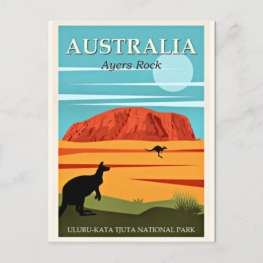 Australien, Ayers Rock, Vintage Reiseplakat Postkarte (Vorderseite)