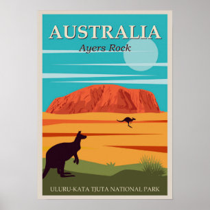 Australien Ayers Rock Vintage Travel Poster