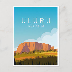 Australien Ayers Uluru Rock Vintage Reise Postkarte