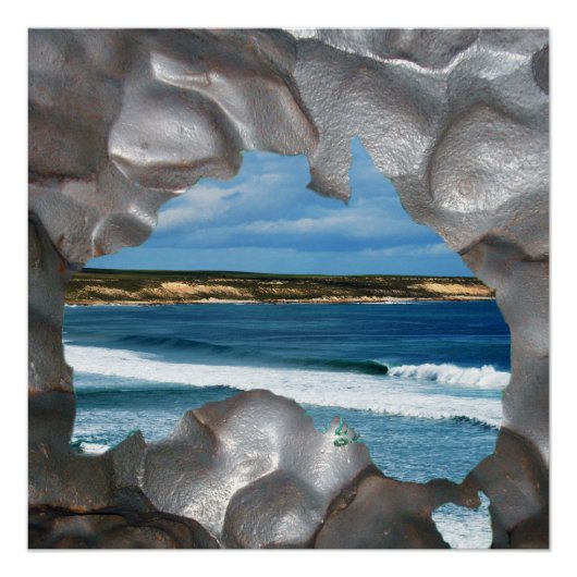 Australien Beach Metallic Map View, Glossy Poster (Vorderseite)