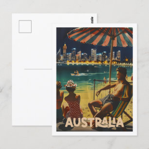 Australien Beach Vintag Berühmter Reiseort Postkarte