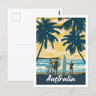 Australien Beach Vintag Berühmter Reiseort Postkarte