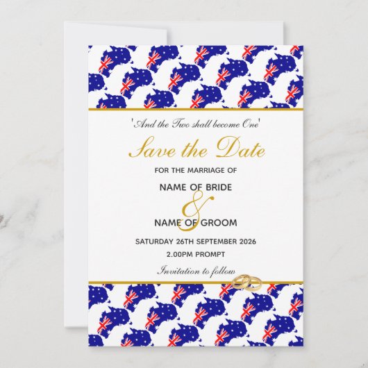 AUSTRALIEN Besondere Hochzeitsfeier Save The Date (Vorderseite)