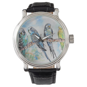 Australien Birds Budgie Watercolor Art Schlüsselri Armbanduhr