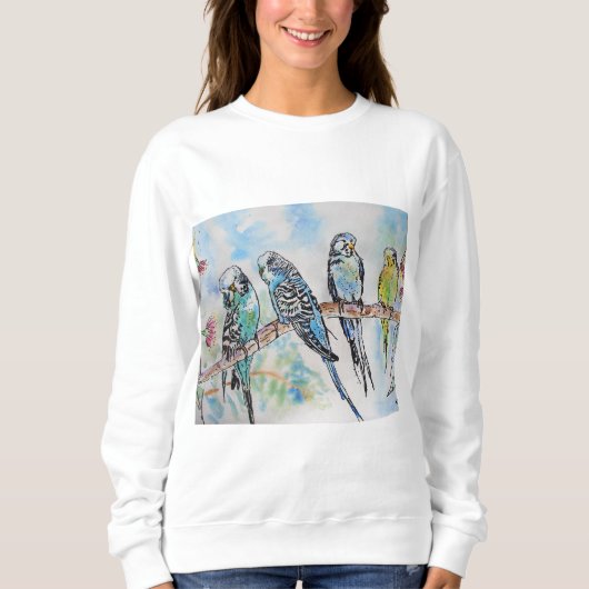 Australien Birds Budgie Watercolor Art Schlüsselri Sweatshirt (Vorderseite)